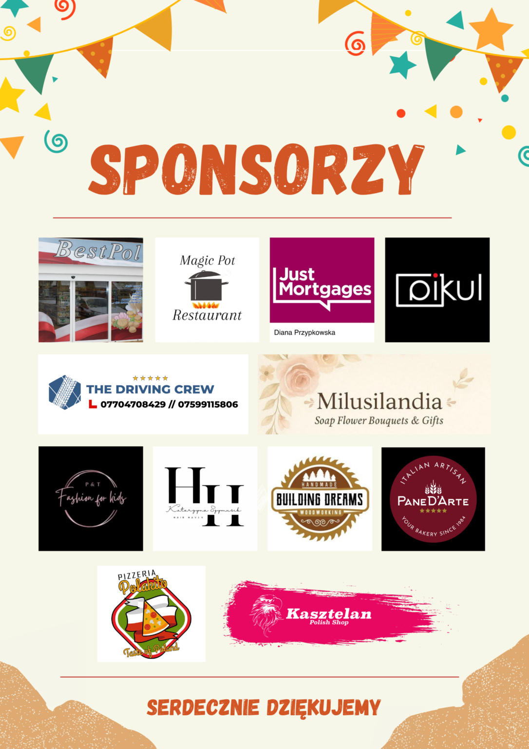 Piknik parafialny - sponsorzy
